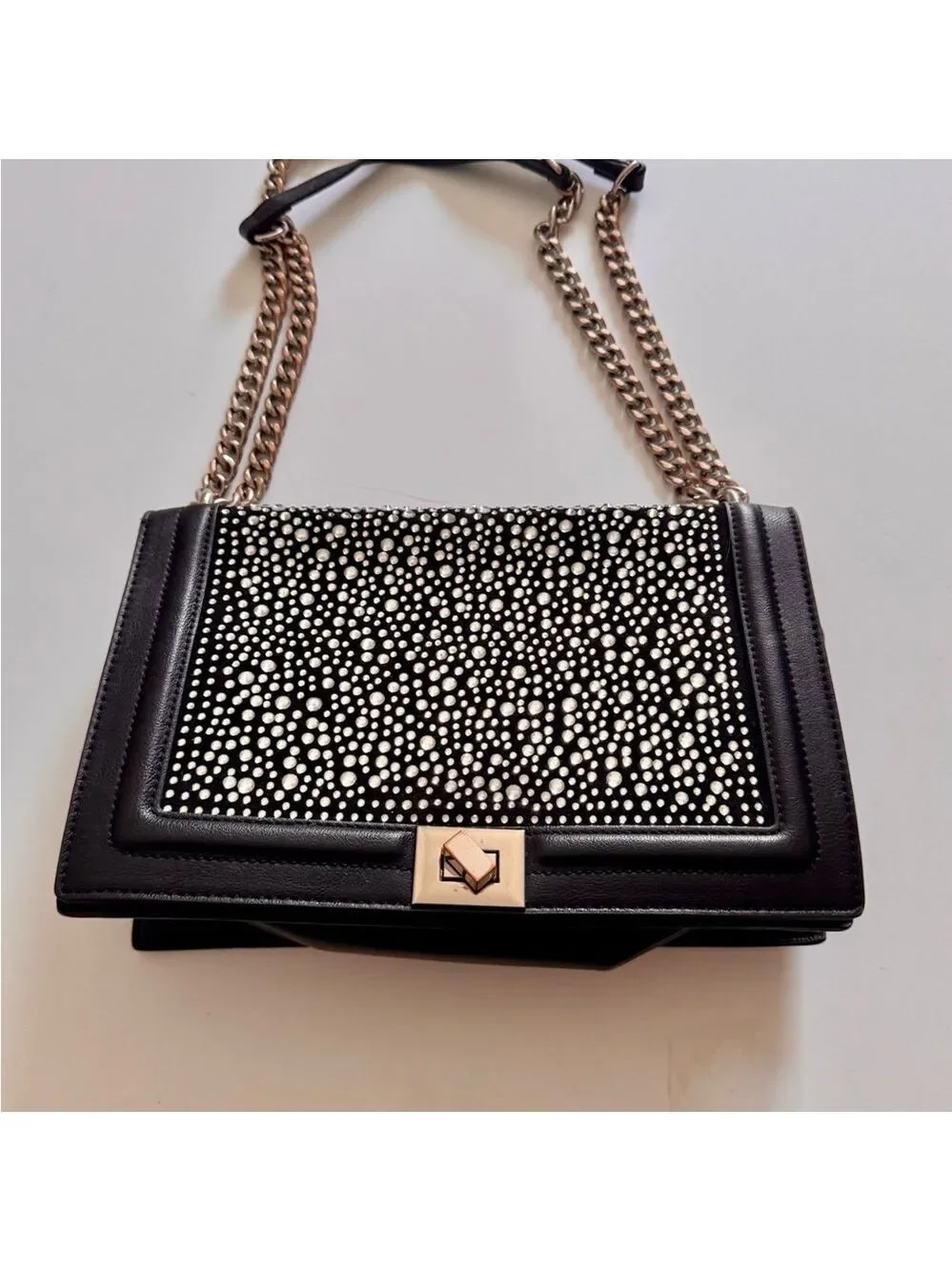 INC Sparkling Flap Crossbody Shoulder Bag with Chain strap